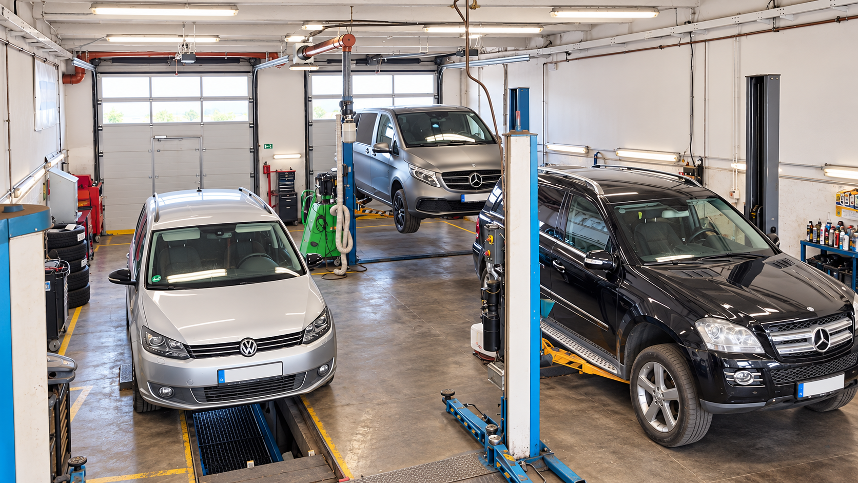 Dílna Power Car se servisními stáními pro osobní a dodávkové vozy